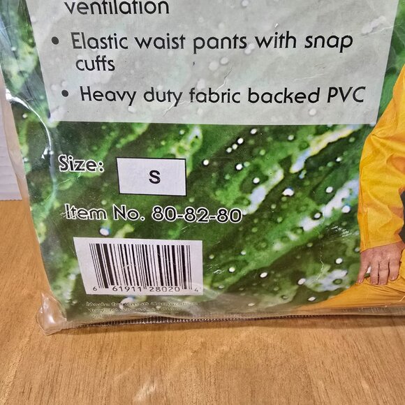 WeatherRite Men's Storm Rain Suit Heavy Duty Fabric Backed PVC Yellow Size S NWT - Picture 5 of 6